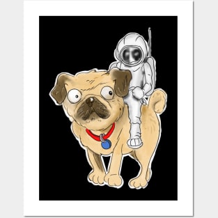 Astronaut riding a pug dog Posters and Art